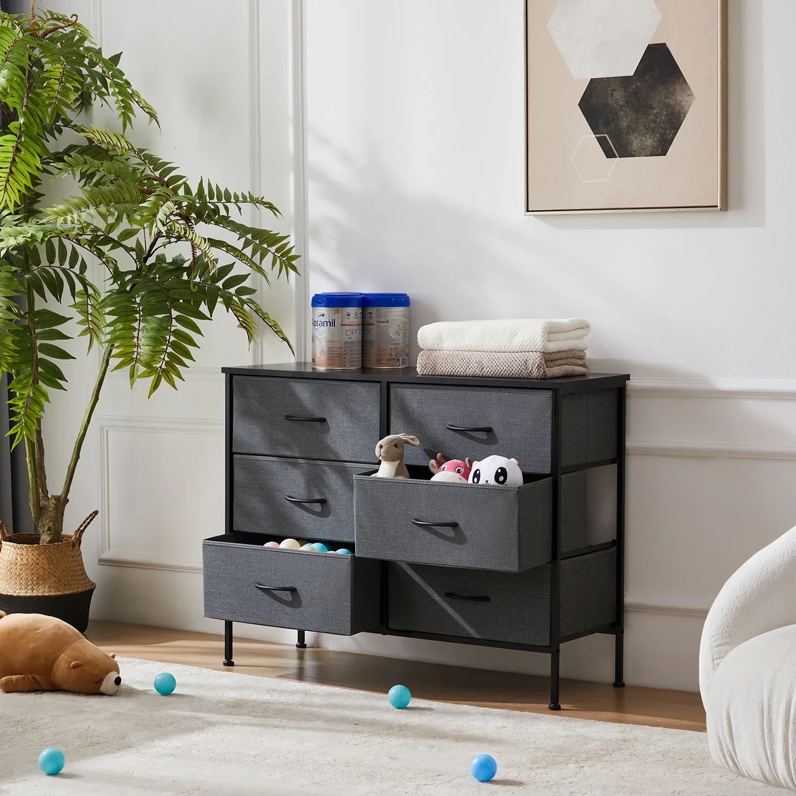 Chic Fabric Drawer Nightstand