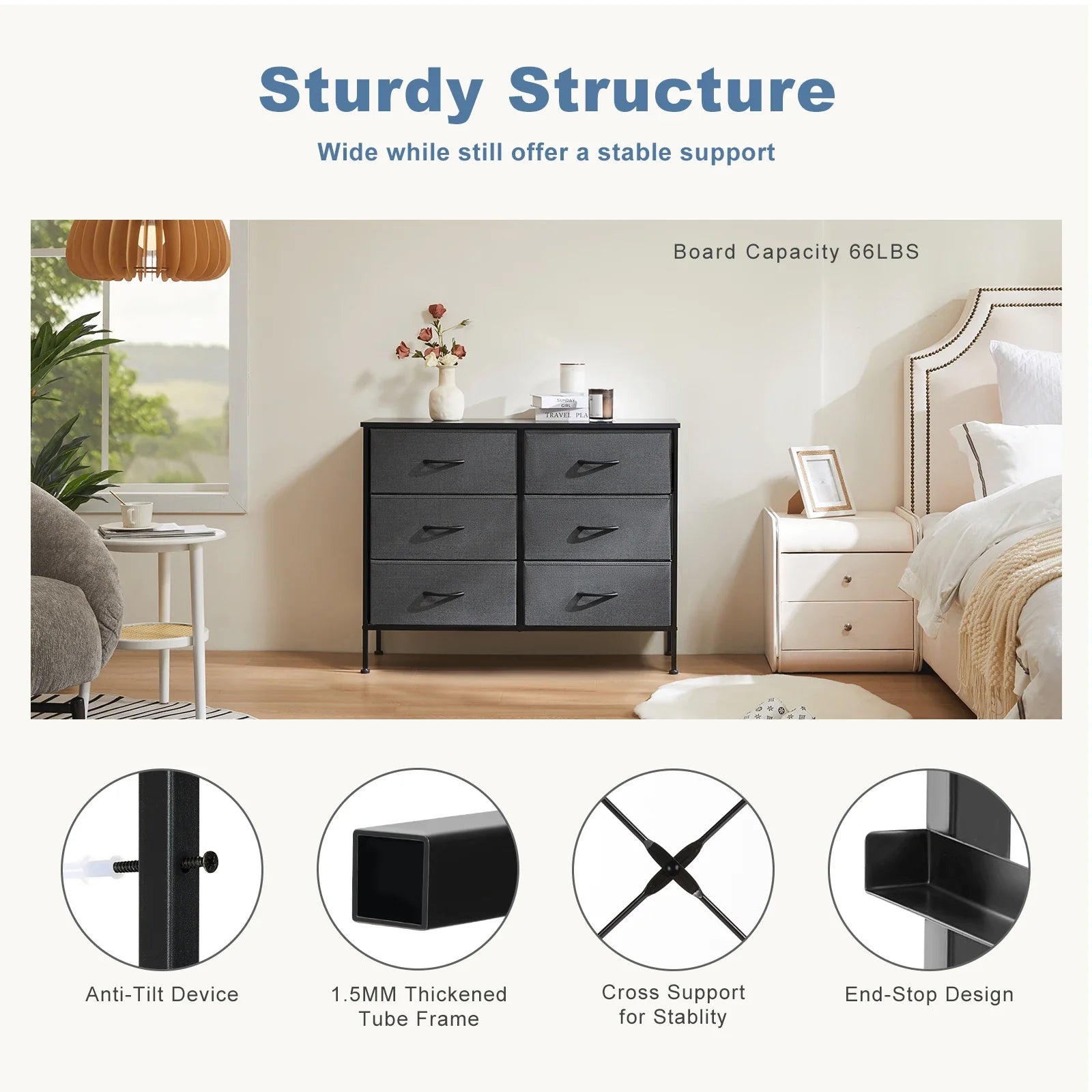 Chic Fabric Drawer Nightstand